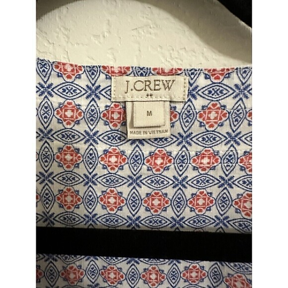 J. Crew Outlet Blouse Size M Womens 100% Cotton 3/4 Sleeve Multicolor Tunic - Picture 5 of 5